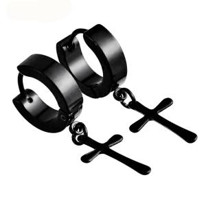 Wholesale Circle Round cross earrings for men Stainless Steel Pendant Stud Earrings Punk Rock Style Male Men Earrings Jewelry from china suppliers