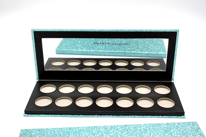 14 Pans Eye Shadow Case 27mm Glitter Paper Eyeshadow Palette With Mirror