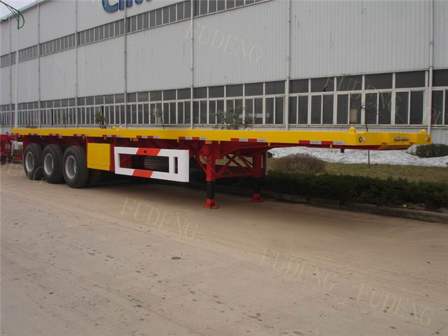 Tri Axles Container transport Flat Deck Truck Trailer With Mechanical Leaf Spring