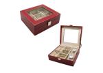 Vintage Printed Luxury Wooden Jewelry Box Case With Glass Top Recyclable