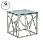 Square 55x55x55cm Stainless Steel Side Tables Clear Glass Home Furniture
