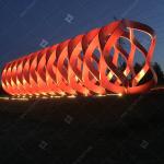 Large Stainless Steel Light Sculpture With Red Painted Surface For Outdoor