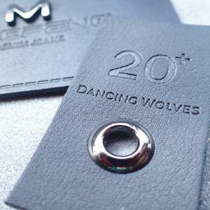 waterproof OEM End Fold Leather Embossed Labels