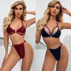 Wholesale swimming suit bikini two Piece Swimsuit Backless Printed High Waist Triangle Women'S Swimsuit UPF 50++ polyamide fabric from china suppliers