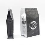 Black Coffee Bags Custom Aluminum Foil Flat Bottom Pouch Bag For Coffee