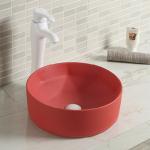 Smooth Ceramic Round Bathroom Sink Above Counter Table Top Orange Wash Basin