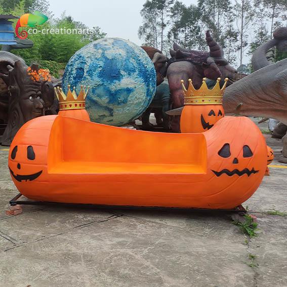 Customizable Fiberglass Animatronic Pumpkin Bench For Halloween Festival