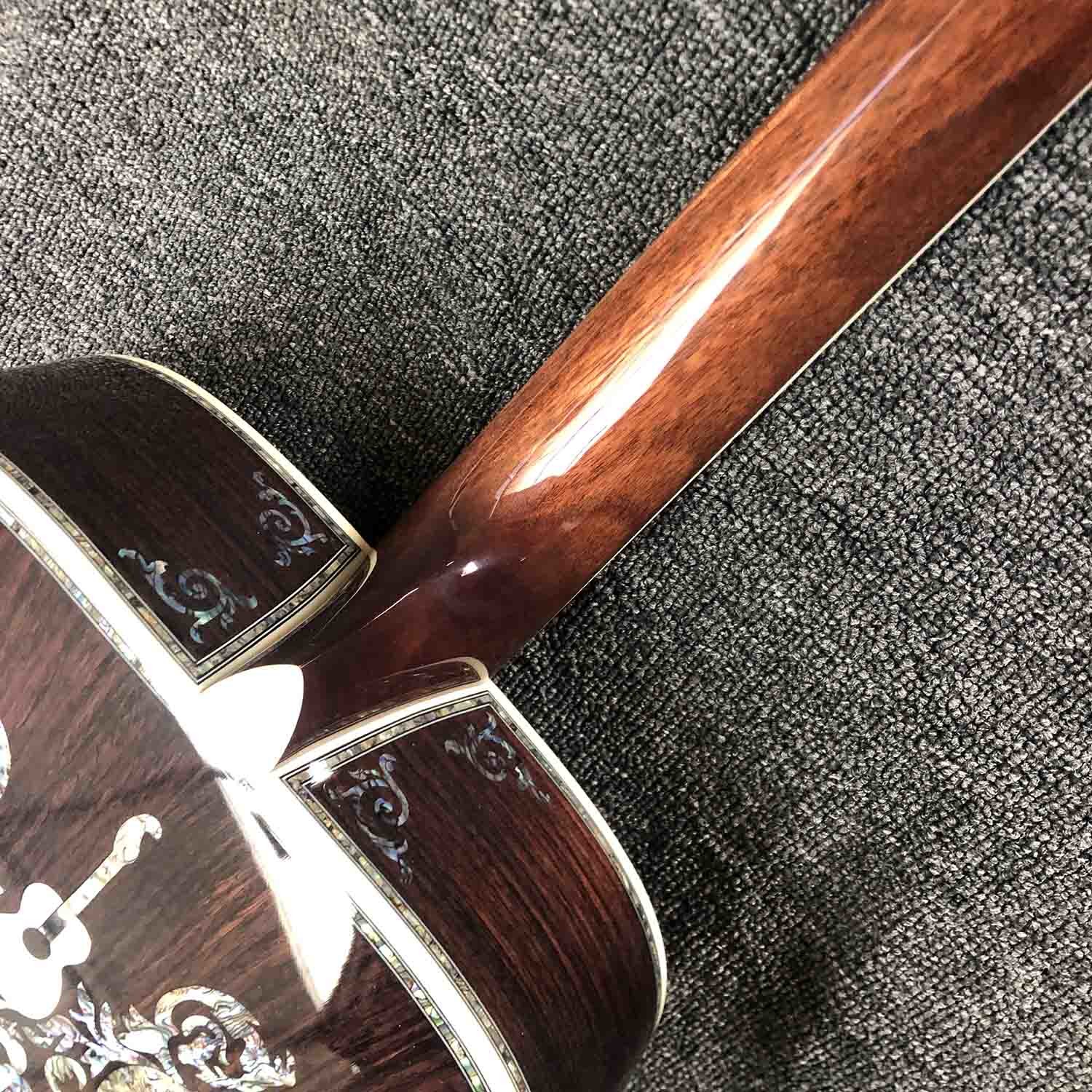 All Solid Wood Retro 41" D Type Acoustic Guitar Abalone Inlay Ebony Fingerboard