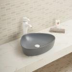 Grey Color Acid Resistance Counter Top Wash Basin Smooth Ceramic Bathroom Sink