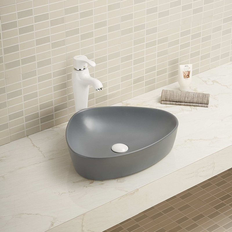 Low Water Absorption Counter Top Bathroom Sink Green Color Irregular Basin