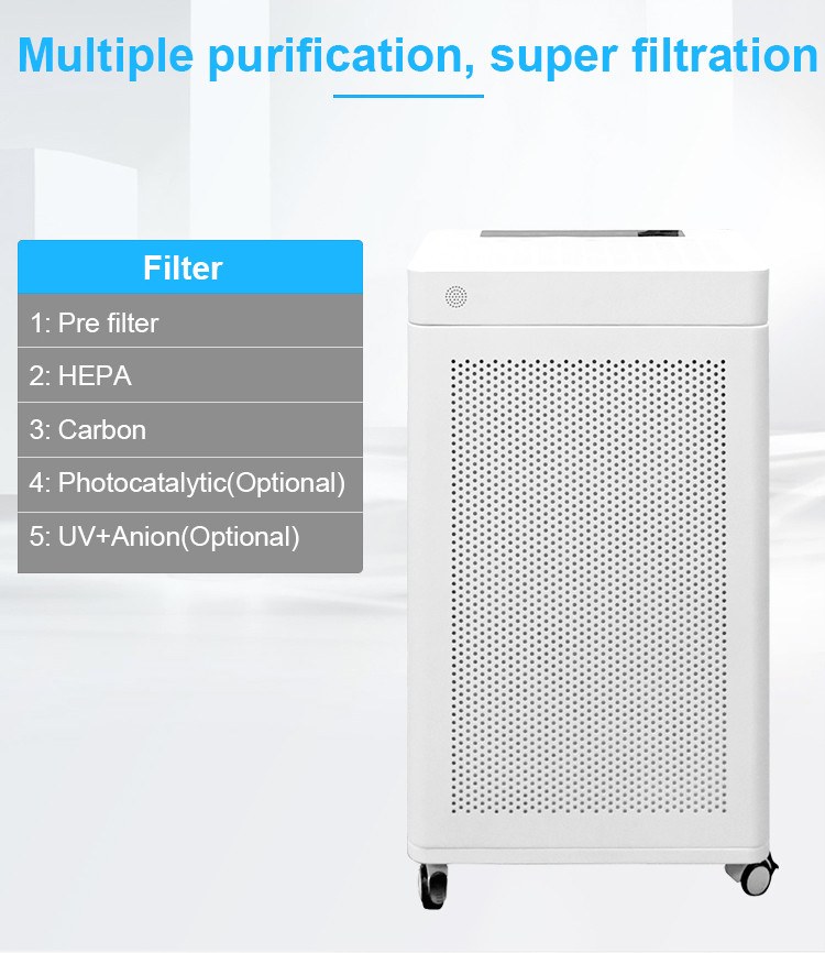 Home 1000m3/h 140W Hepa Air Purifier 254nm UV Lamp