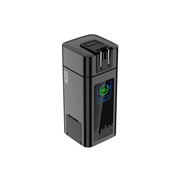 High-Capacity 20000mAh with Retractable Cable and LED Display and AC Plug Power Bank