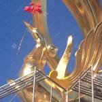 Modern Large Bronze Sculpture Outdoor Bronze Phoenix Statue With Surface Gold
