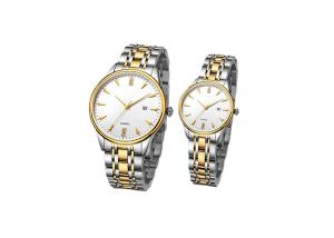 Wholesale Couple Quartz Stainless Steel Watch Water Resistant Mineral Glass With Calendar from china suppliers