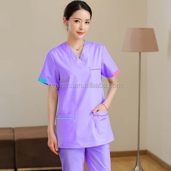Custom Lab Hospital Scrub Suit V Neck Rayon Mix Fabric Men Scrub