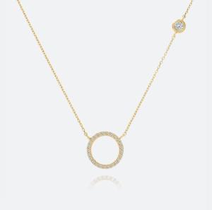 Wholesale Gold Plated S925 Silver Circle Pendant CZ Necklace for Women 925 Sterling Silver from china suppliers