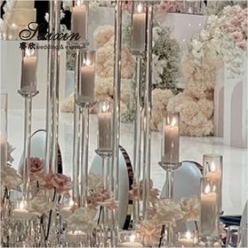 Gorgeous 3 piece set crystal candle holder for wedding decoration