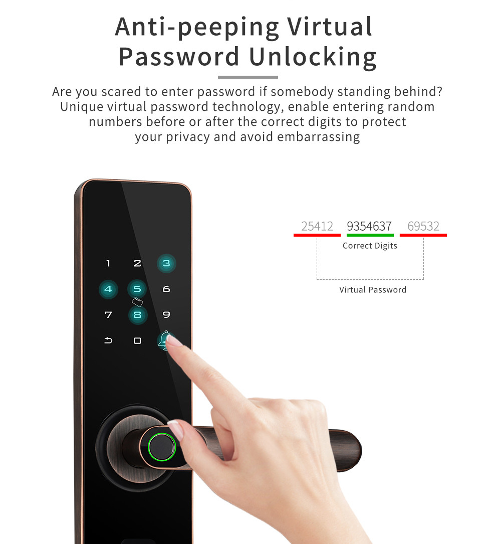 Glomarket Smart Door Lock Fingerprint Intelligent Zinc Alloy Lock with Smart Lock WiFi Tuya APP for Home