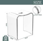 Transparent Custom Acrylic Furniture U Shape Acrylic Shower Bench Bathroom Stool