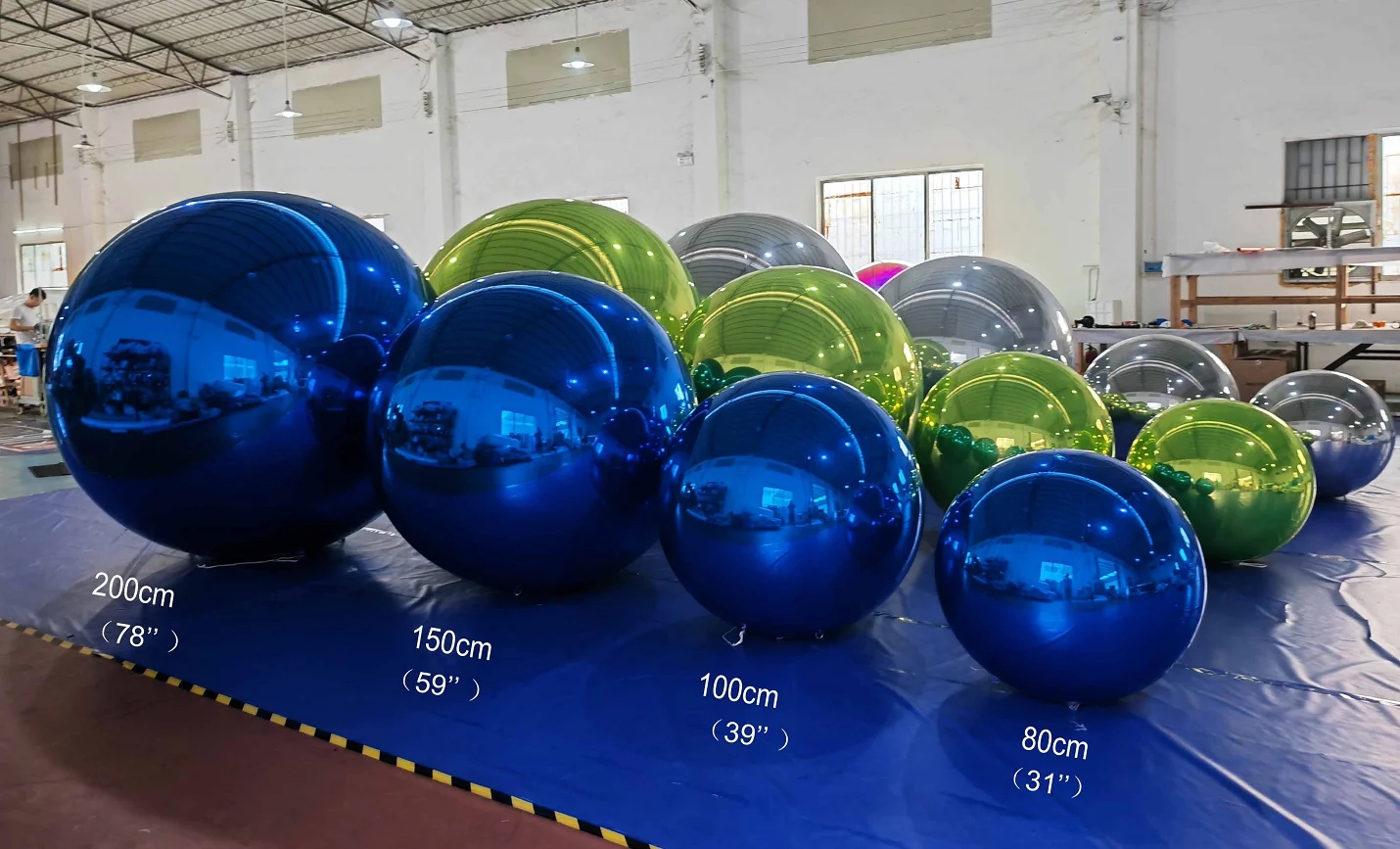 Double Layer Inflatable Advertising Balloons Silver Inflatable Mirror Ball