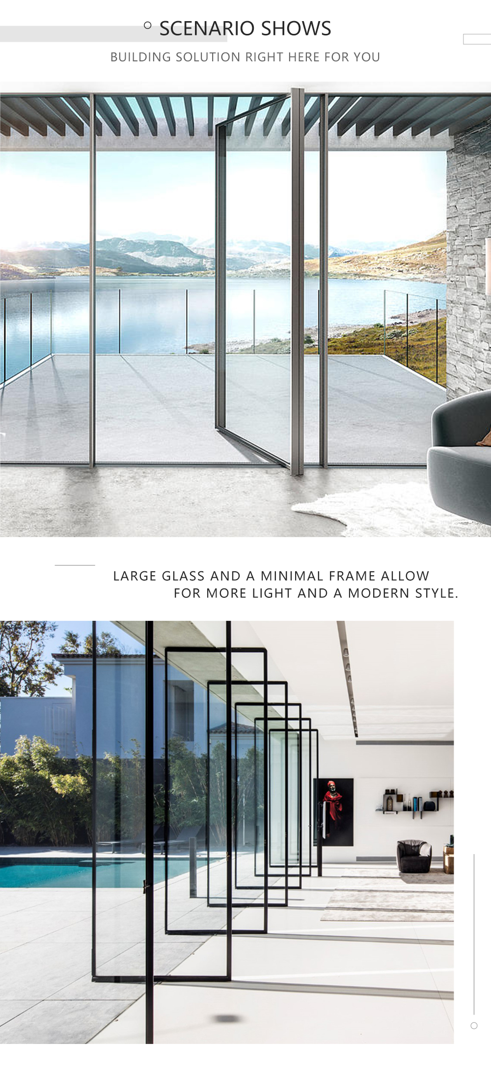 Customized Exterior Aluminum Doors Frameless Aluminium Glass Pivot Front Doors