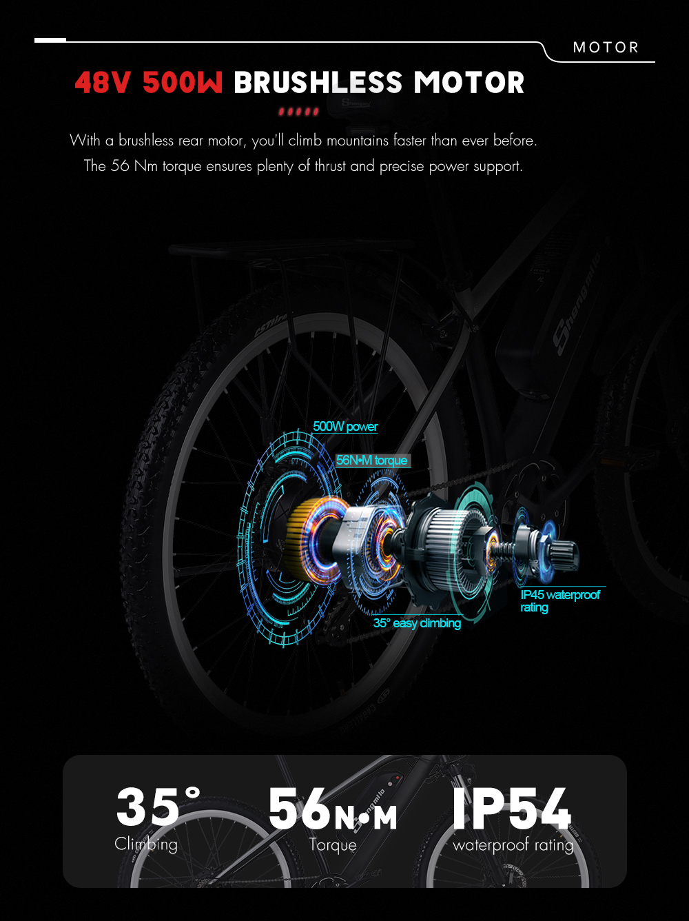 Aluminum Alloy Commuting Electric Bike 7 Speed 48V 17Ah 500W Electric City Bicycle