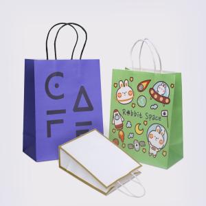 Wholesale Food Snacks Packaging Hand Length Handle Custom Printed Biodegradable Kraft Paper Bags from china suppliers