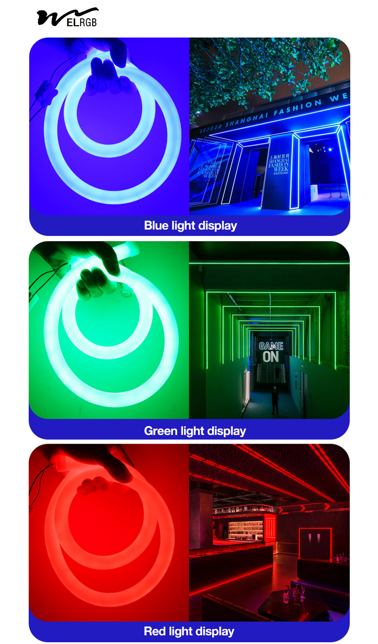 Residential 360 Degree Circular Full Body Luminescent Silicone Light Strip Low Voltage LED Soft Light Strip