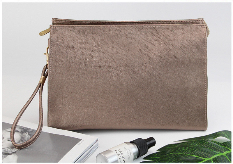 Solid Color Embroidery Log 26*8*16cm Cosmetic Makeup Bag