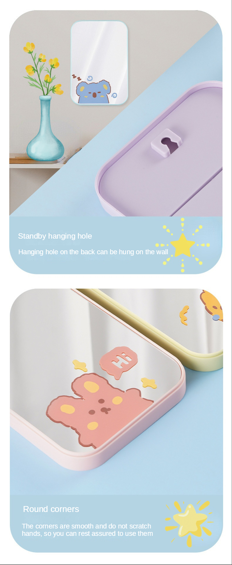 Top Fashion Design Style Standing Table Make Up Small Travel Cosmetic Makeup Desk Mirror