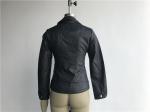 Black Ladies PU Jacket With Lapel Neck , Womens Faux Leather Coat TW74289