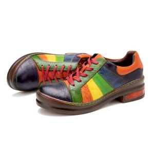 Wholesale Solid Pattern Women's Dress Shoes Customized Hand Polished Rainbow Flat Shoes from china suppliers