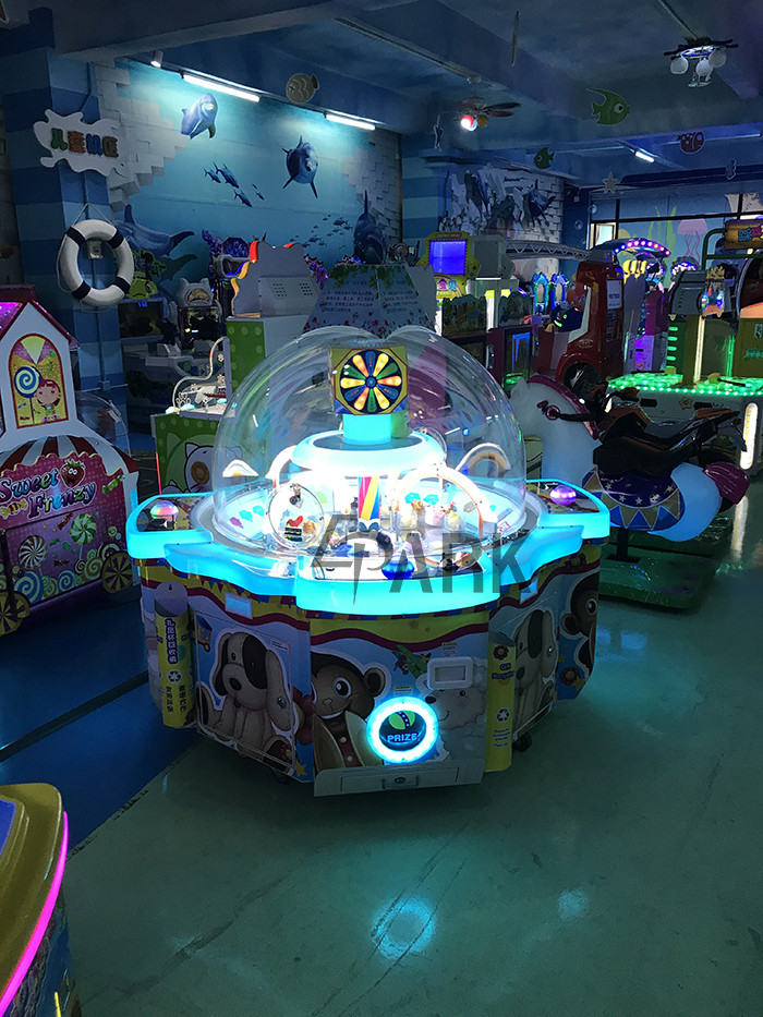 Cute Redemption Happy Boom Lottery Game Machine With Wooden Frame