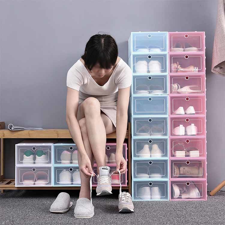 Dustproof Hard Plastic Shoe Boxes , Sturdy Shoe Box Containers 33*24*13.5cm