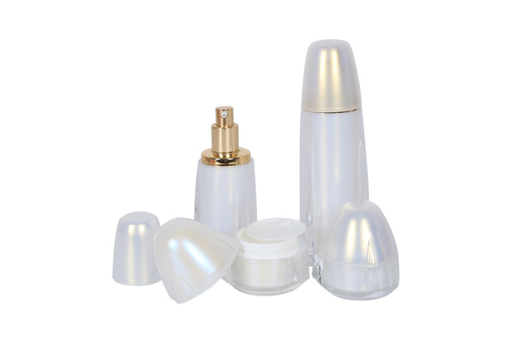 Inverted Triangle Acrylic Lotion Pump Bottle 30 / 50g Cream Jars For Cosmetic Skincare Set