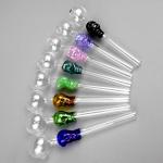 14cm Length Colorful Hookahs Straight Oil Burner Pips , Tobacco Pipe Glass