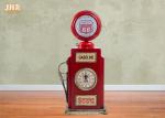 Red Multimedia Storage Rack Decorative Wooden Cabinet Wood Tabletop Clock Red