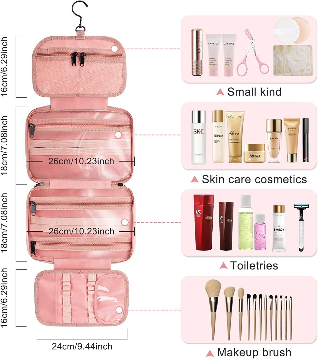 Portable Travel Black Makeup Cosmetic Case Bag Cosmetic Bag Makeup Toiletry Bag Travel Organizer