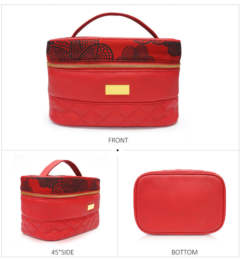 Pattern Printed PU Leather Women Travel Cosmetic Bag Set
