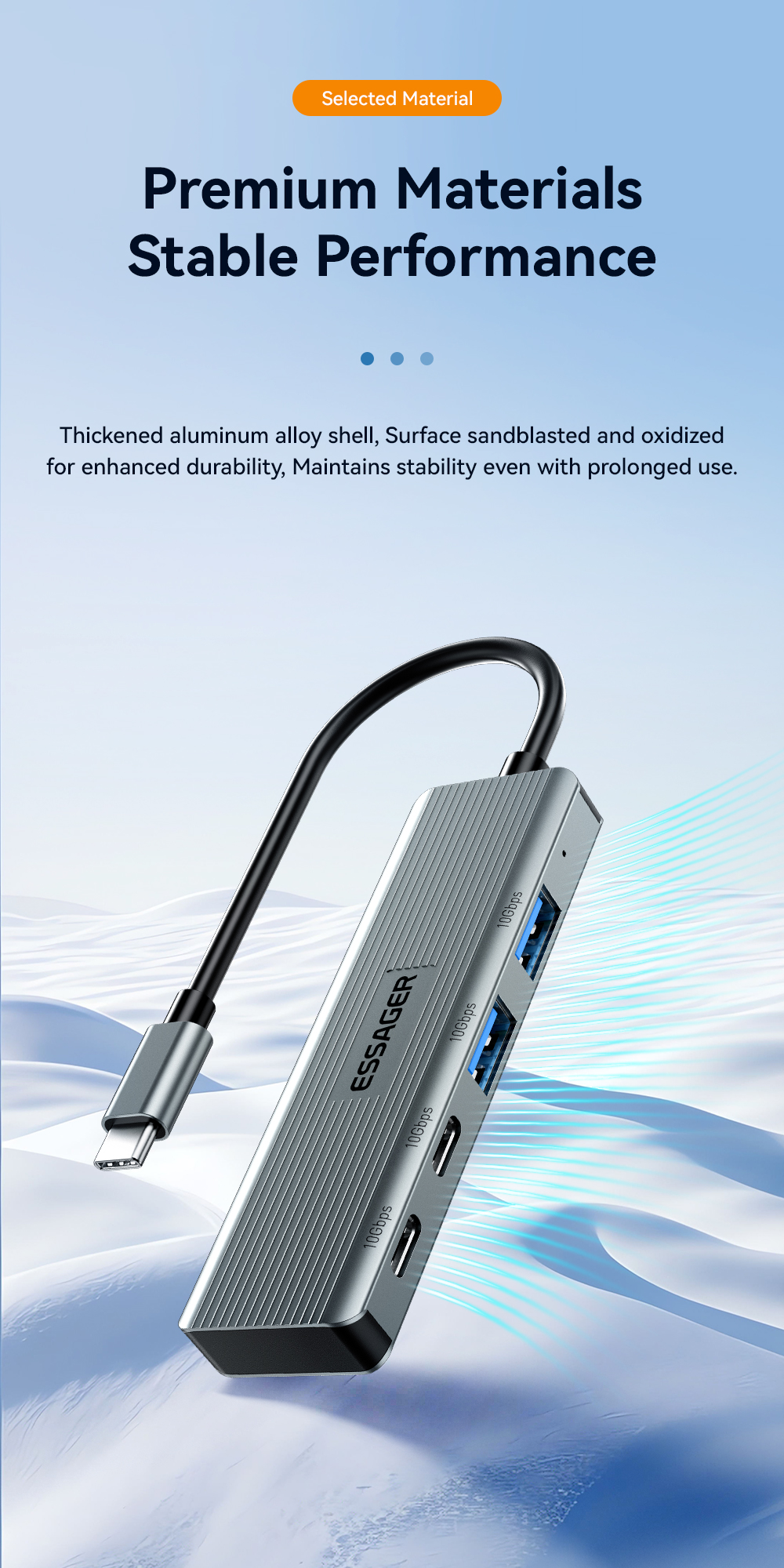 Aliuminium Alloy 4 Ports USB Hub Laptop Type C USB Dock With OTP Protection