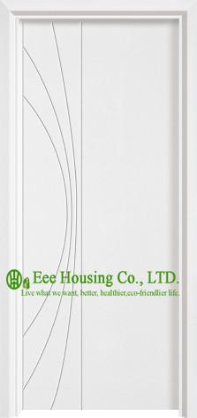 Mordern Wood Bedroom Door Design, White Color Timber Veneer Wood Door With Lever