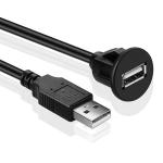 Car Audio Dashboard Flush Mount Panel USB 2.0 Male to Female Extension Cable for