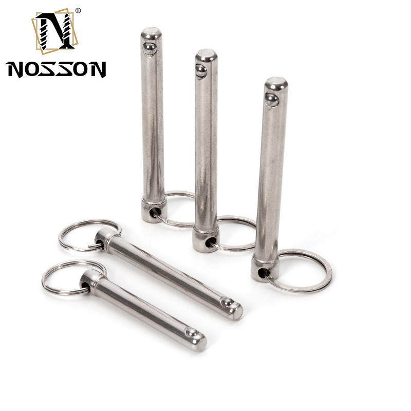 Quick-Release Pins Stainless Steel Ball Lock Handle with Detent Ring Pin Shipping Air Bright Finish General Industry