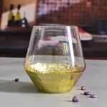 400ml Hand Cut Gold Honeycomb Crystal Wine Glasses