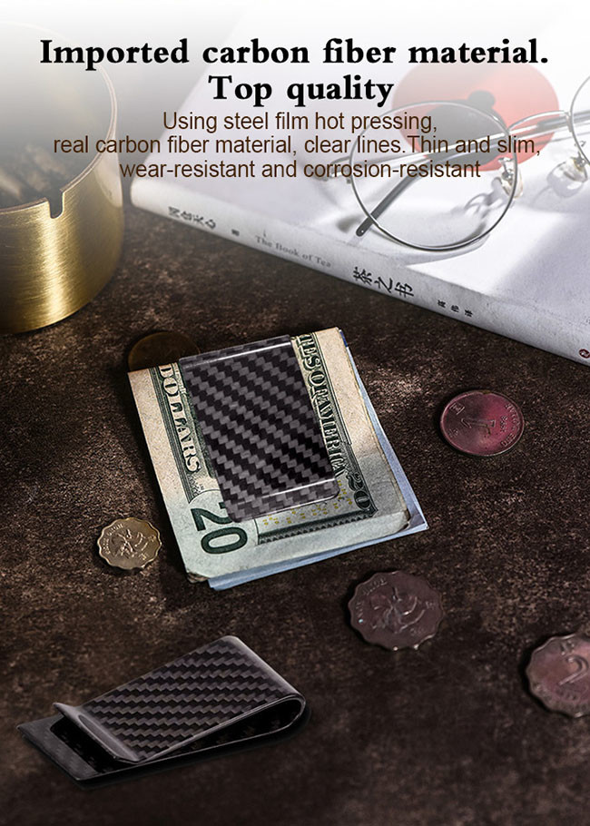 Business Slip Resistant Waterproof Carbon Fiber Money Clips