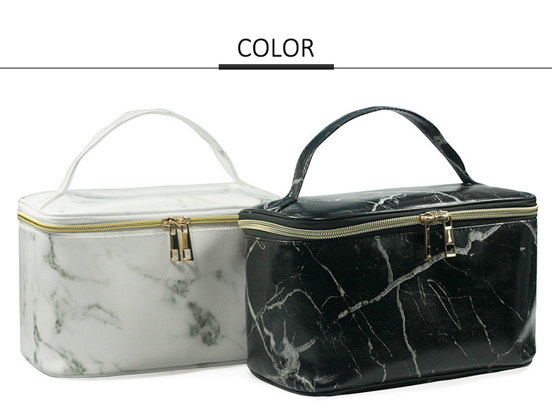 Cylinder Bucket Large Capacity Travel PU Leather Toiletry Bag Case