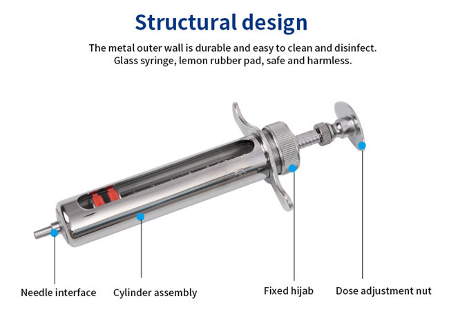 Poultry 30ml Glass Tube Syringe 34cm Metal Veterinary Syringe
