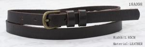 Wholesale Flat Skinny Coffee Womens Leather Belt With Double Loops / Old Brass Buckle 1.85cm Width from china suppliers