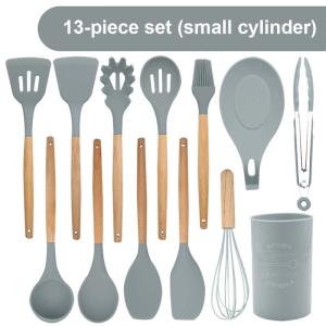 Wholesale BPA Free Non Toxic 13 Piece Silicone Cooking Kitchen Utensil Set Tools with Wood Handles Turner Tongs Spatula Spoon from china suppliers