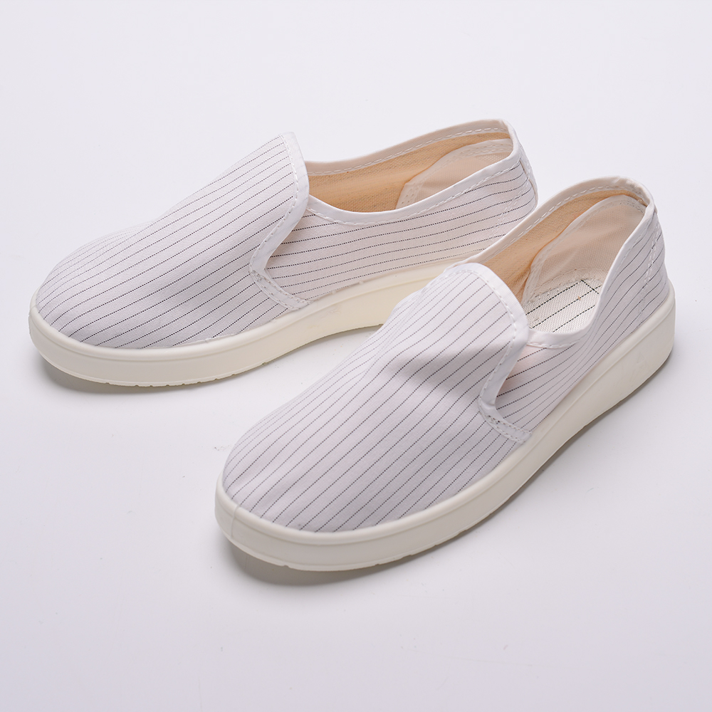 Electronic factory cleanroom stripe canvas PVC sole shoe breathable esd antistatic working shoes